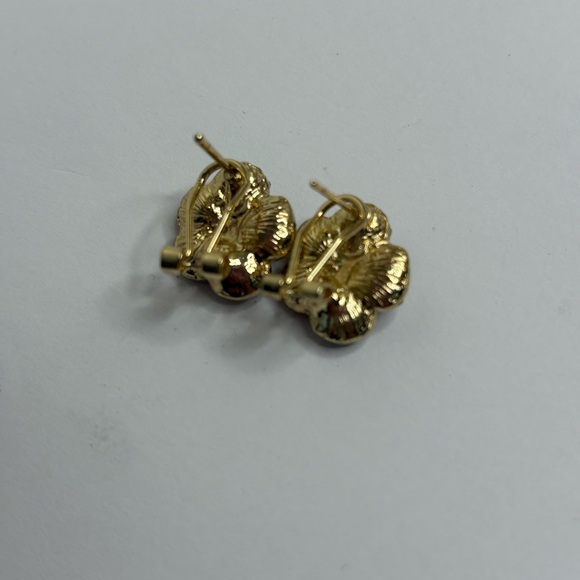 Black Rose Gold-Tone Rhinestone Pierced Earrings - Picture 3 of 4